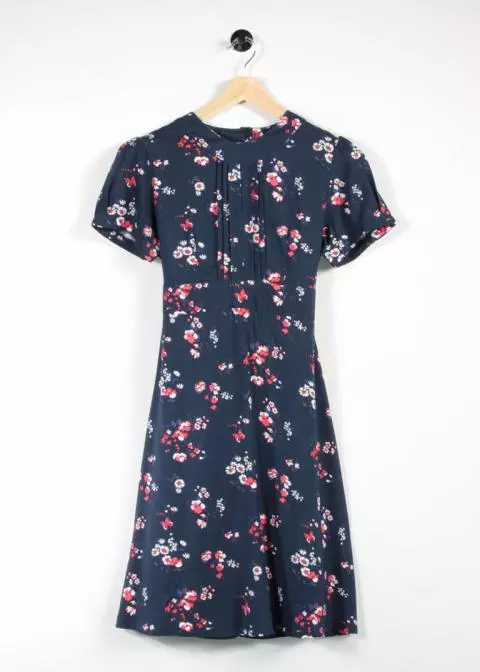 Carousel Key Hole Dress With A Floral Print In Navy For Wome