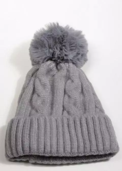 Grey wool bobble new arrivals hat