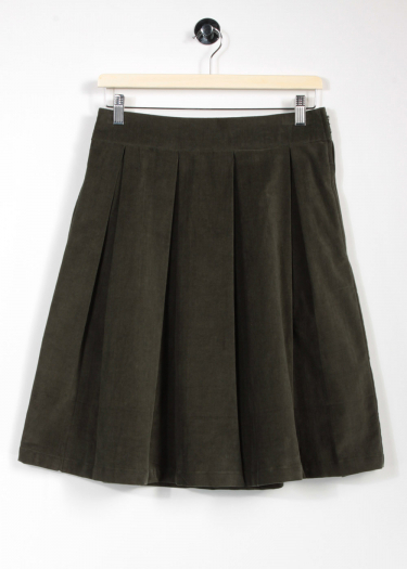 Pleated Pincord Skirt