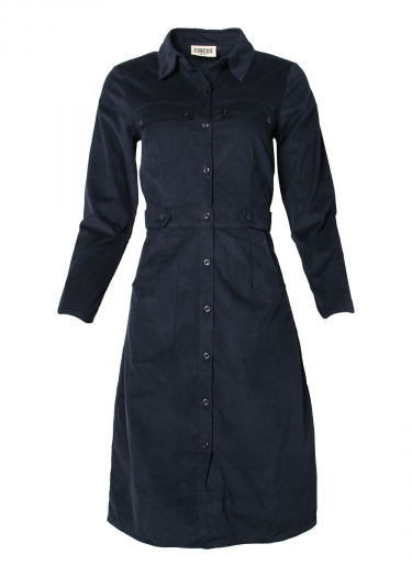 Cord shirt dress with waist button