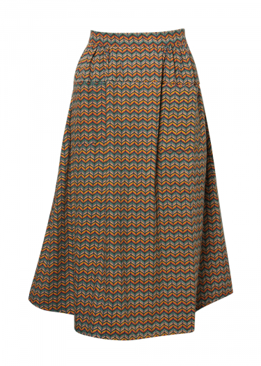 Front pocket geo print midi Skirt