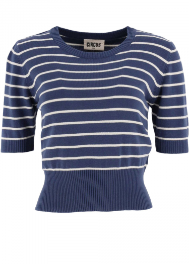 Stripe Knitted Short Sleeve Top