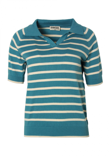 Striped knitted polo top