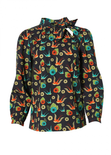 The Anna japanese bird prt Blouse