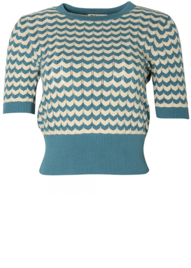 Short Sleeve Chevron Pattern Knit