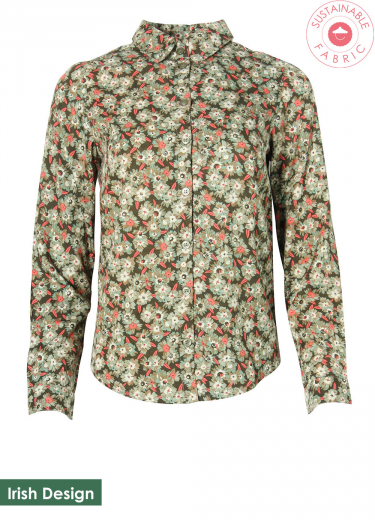 Green Floral Patterned Shirt