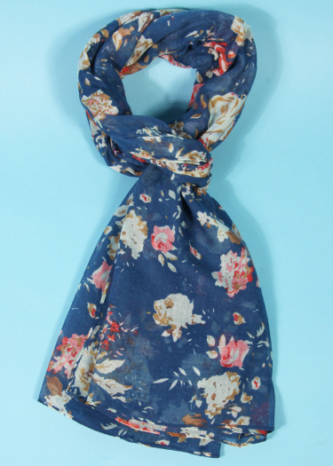 Retro Floral Print Scarf