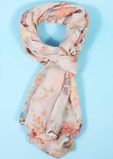 Retro Floral Print Scarf